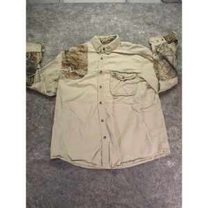 Gander mountain Shirt Mens‎ large Beige Shooting Realtree AP Camoflauge